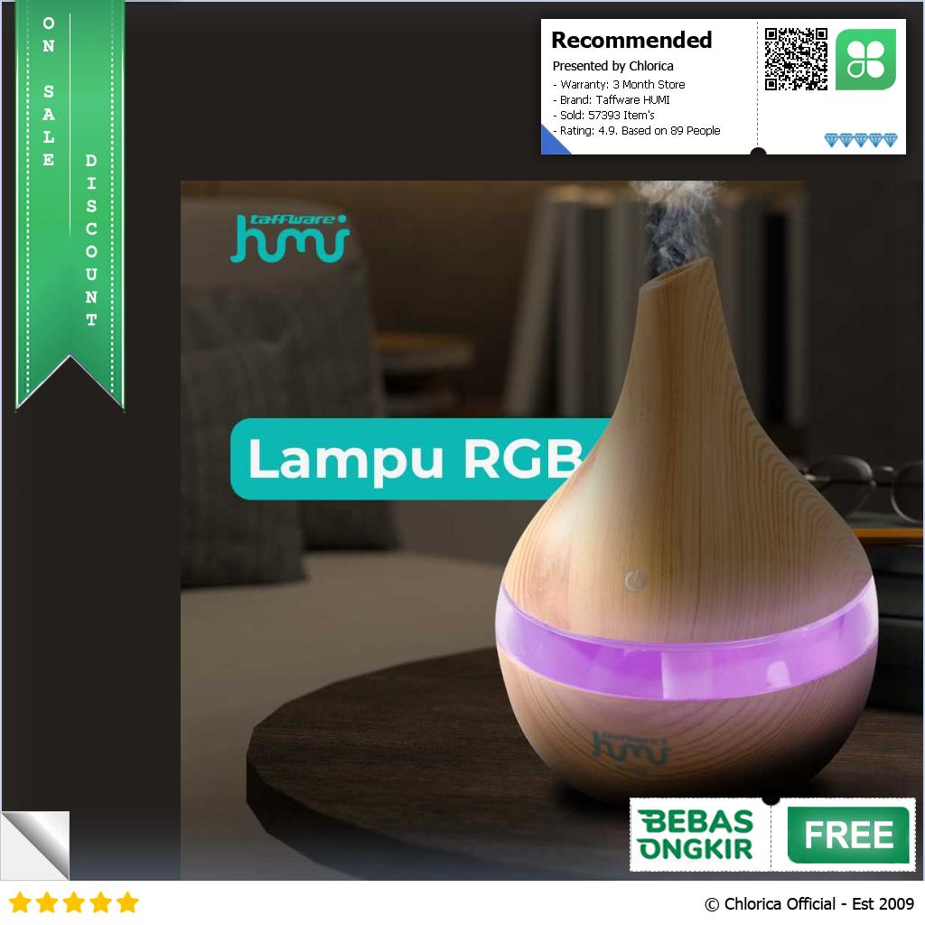 Taffware HUMI Air Humidifier Ultrasonic Wood Grain 300ml K H98