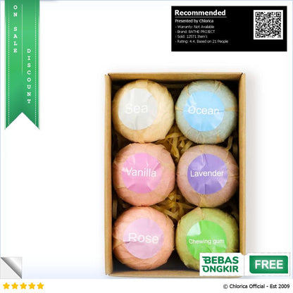 BATHE PROJECT Bath Bombs Salt Sabun Mandi Bathtube 6 PCS SKT