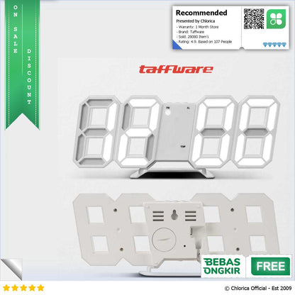 Taffware Jam Meja Alarm Weker LED Digital Clock TS S60 W