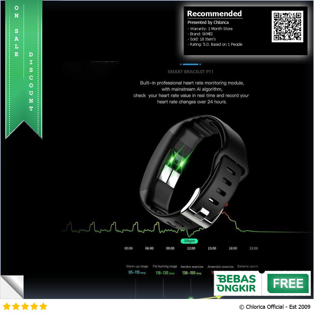 SKMEI Smartwatch Sport Fitness Tracker Heart Rate Sp02 Waterproof P11 Plus