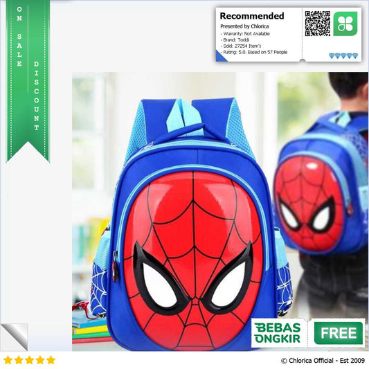 Toddi Tas Ransel Sekolah Anak Backpack Model Spiderman 1801