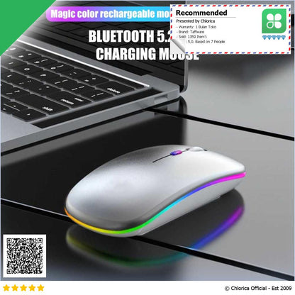 Taffware Optical Wireless Mouse Silent Click RGB 2.4GHz Bluetooth 5.0 DC001