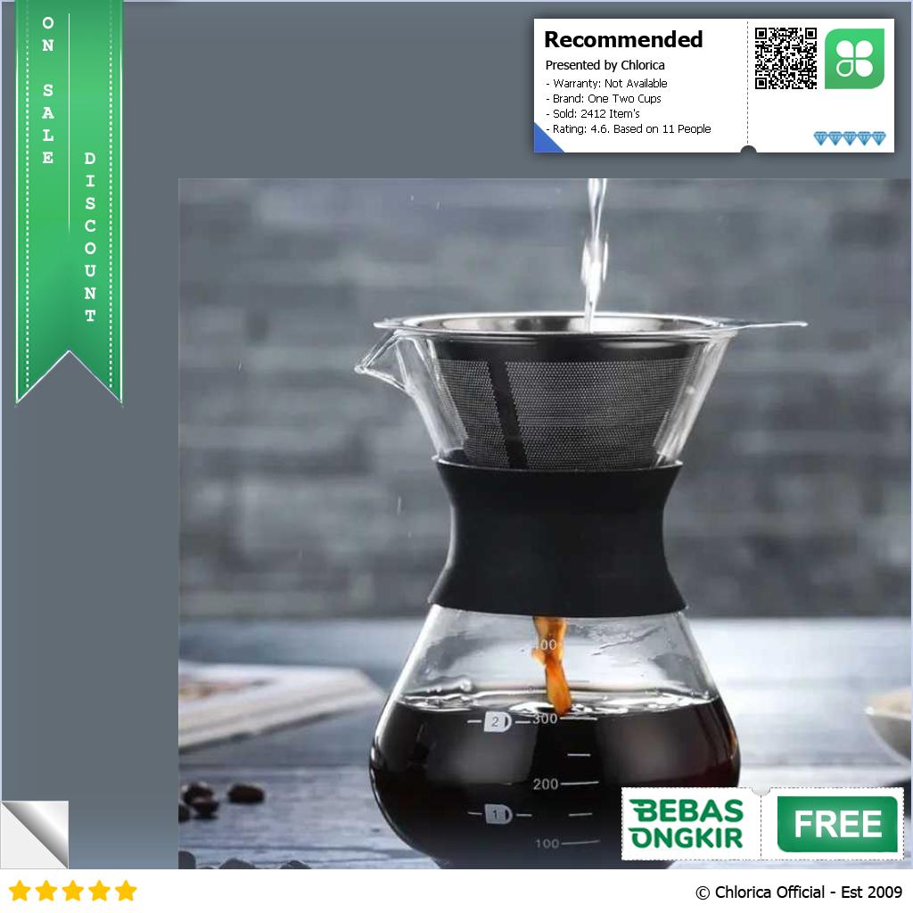 One Two Cups Coffee Server Chemex Drip Pour Over Borosilicate Glass SE111