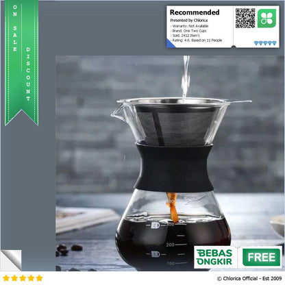 One Two Cups Coffee Server Chemex Drip Pour Over Borosilicate Glass SE111