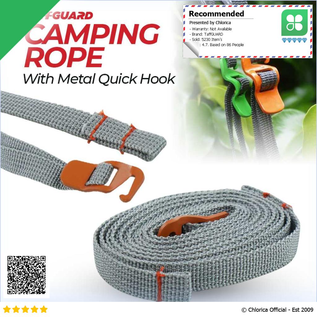 TaffGUARD Strap Tali Pengikat Barang Camping Rope Metal Quick Hook BC098K