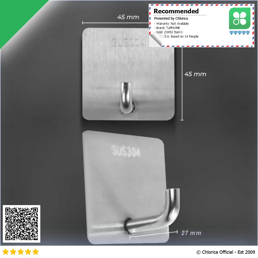 TaffHOME Gantungan Dinding Adhesive Wall Hook Stainless Steel Z12