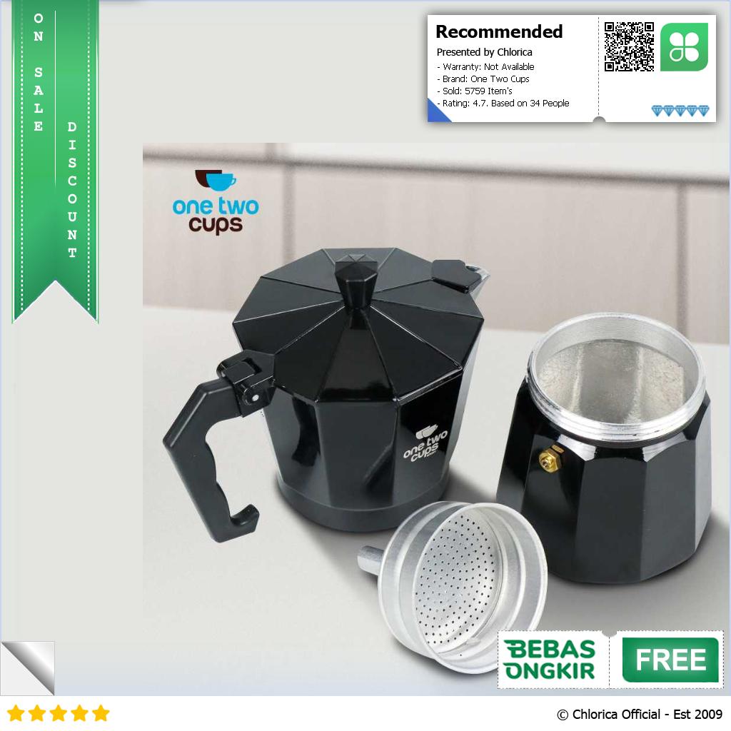 One Two Cups Teko Kopi Moka Pot Espresso Coffee Maker Stovetop Filter MX001