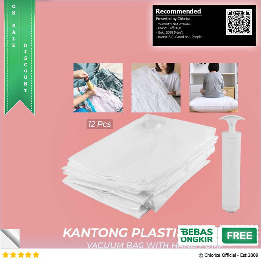 TaffPACK Kantong Plastik Pakaian Vacuum Compression Bag 12PCS WH021