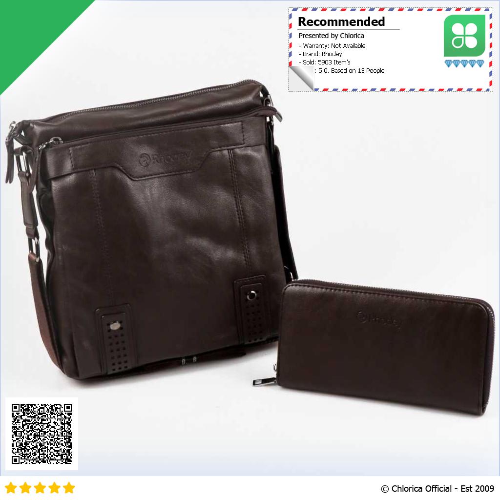 Rhodey Tas Selempang Pria Messenger Bag PU Leather dengan Dompet 15036