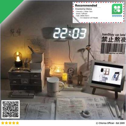 Taffware Jam Meja Alarm Weker LED Digital Clock TS S60 W