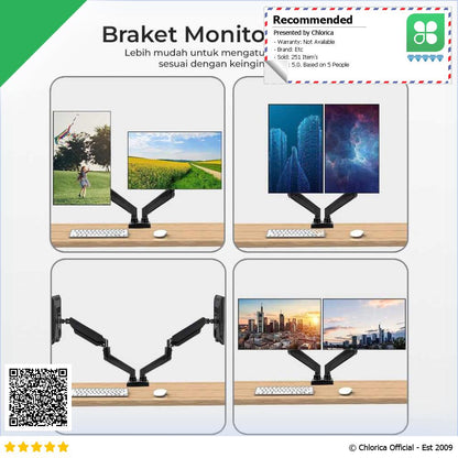 Bracket TV Table Mount Dual Arm VESA 100 x 100 for 17 27 Inch TV NB F160