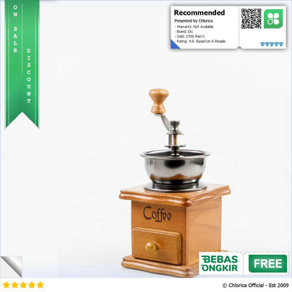 Mrosaa Alat Penggiling Kopi Manual Coffee Grinder Wood Adjustable 16290