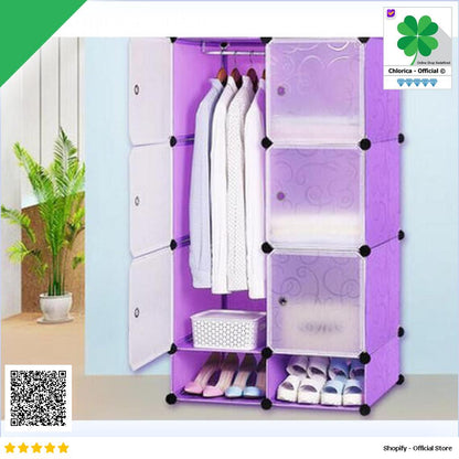 TaffHOME Lemari Plastik DIY Multifungsi Wardrobe Storage Box 6 Pintu LBXJ019