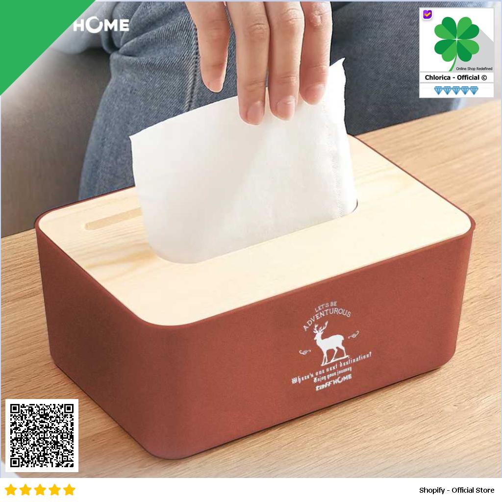 TaffHOME Kotak Tisu Kayu Tissue Box dengan Holder Smartphone ZJ008