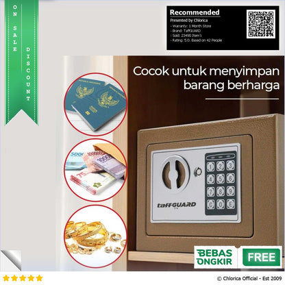 TaffGUARD Kotak Brankas Hotel Mini Password Safe Deposit Box 4.6L 17E