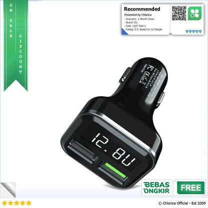 YPAY Car Charger Smartphone 2 Port 3.1A QC3.0 LCD Display KN315