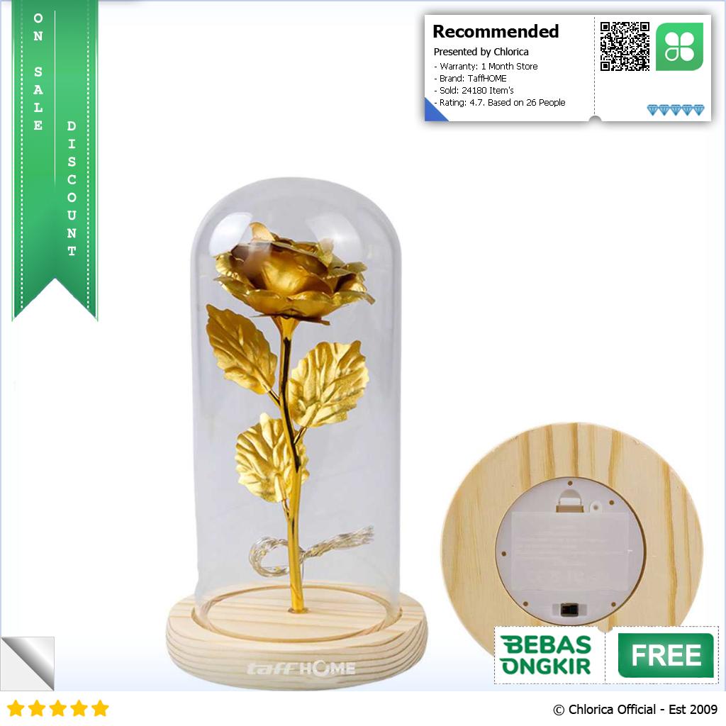 TaffHOME Lampu Meja Hias LED Mawar Beauty and The Beast Warm White AC01