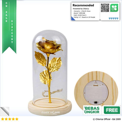 TaffHOME Lampu Meja Hias LED Mawar Beauty and The Beast Warm White AC01