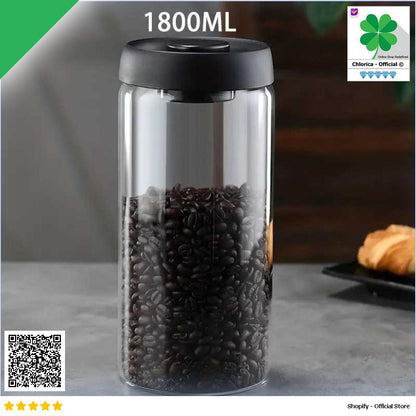 Seluna Toples Kaca Biji Kopi Coffee Beans Vacuum Sealed Air Tight Lid SE41