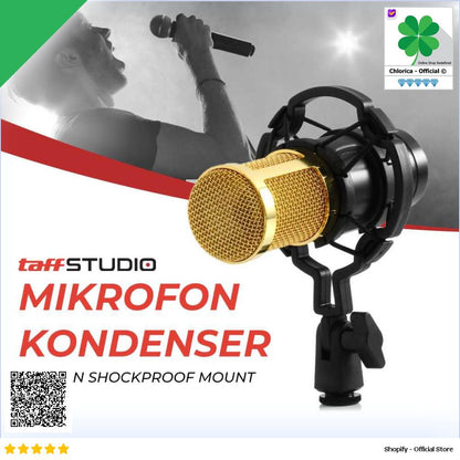 TaffSTUDIO Mikrofon Kondenser Studio Mic XLR with Shockproof Mount BM 800