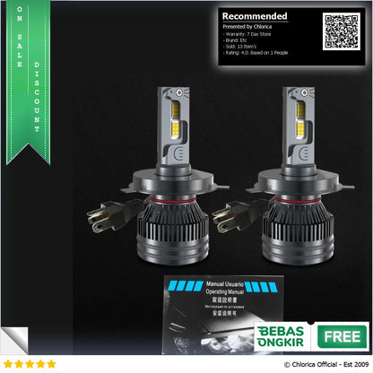 HAYBINZ Lampu Depan Mobil LED Headlights 5000lm 55W 12V 4300K 2 PCS HY43