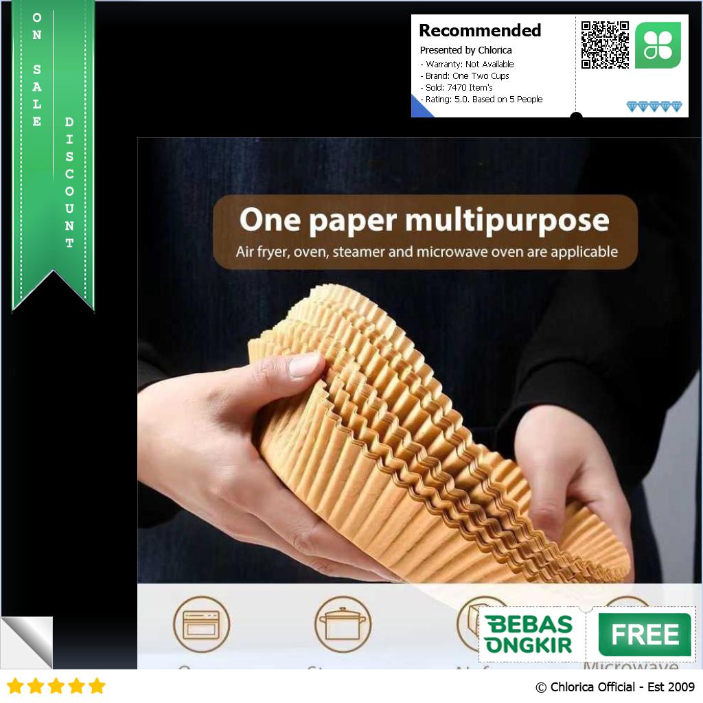 One Two Cups Kertas Minyak Alas Air Fryer Paper Oilproof 16cm 50 PCS XK16