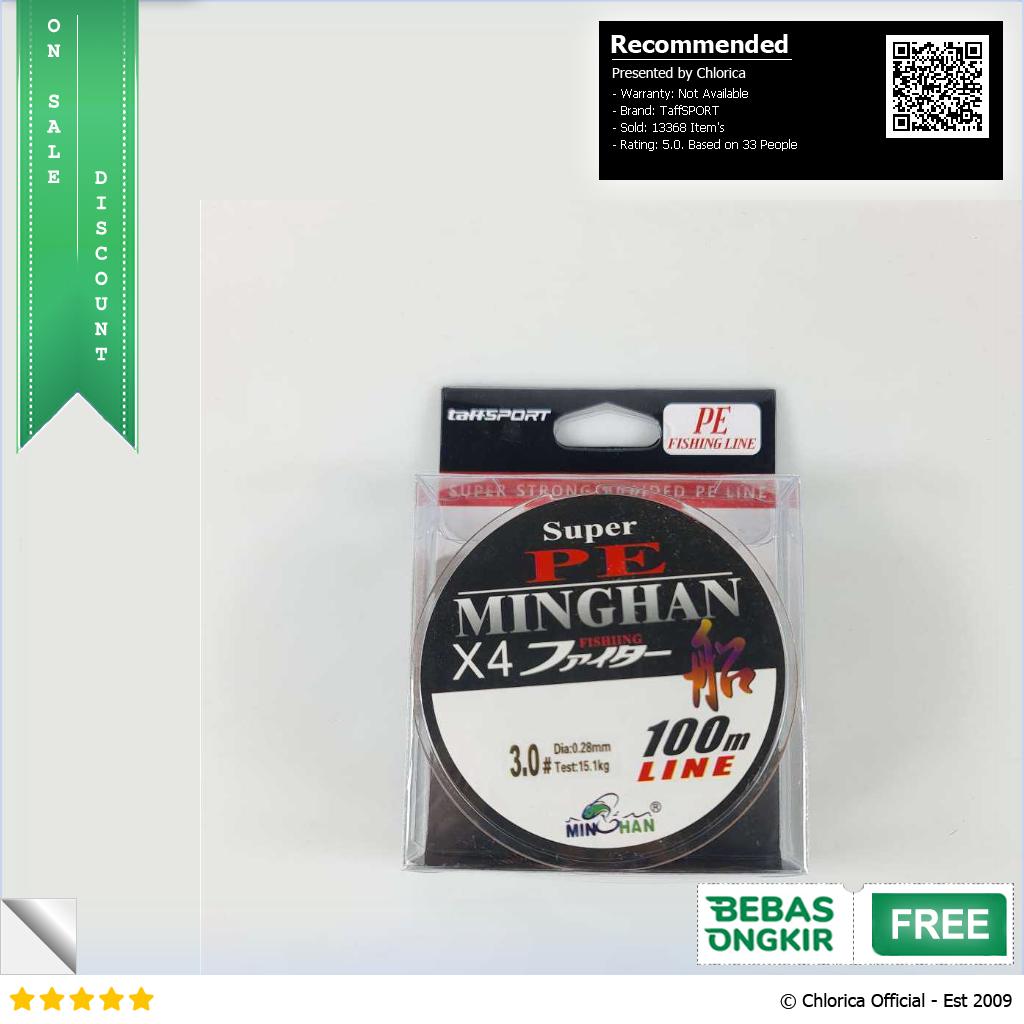 TaffSPORT MINGHAN Senar Benang Tali Pancing Super PE Braided Line 100M X4