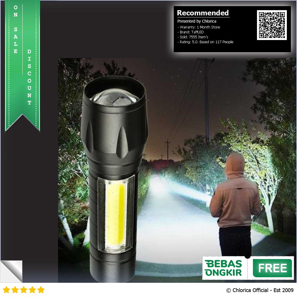 TaffLED Albinaly Senter LED USB Rechargeable XPE Q5 COB 2300 Lumens 1517