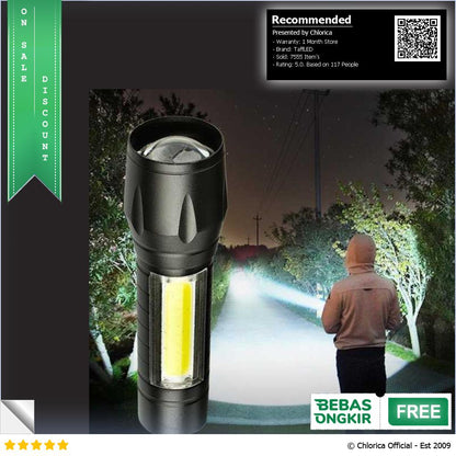 TaffLED Albinaly Senter LED USB Rechargeable XPE Q5 COB 2300 Lumens 1517