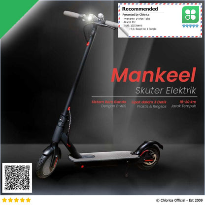 Mankeel Skuter Listrik Lipat Electric Scooter Powerful 6.6 AH 8.5 Inch M187