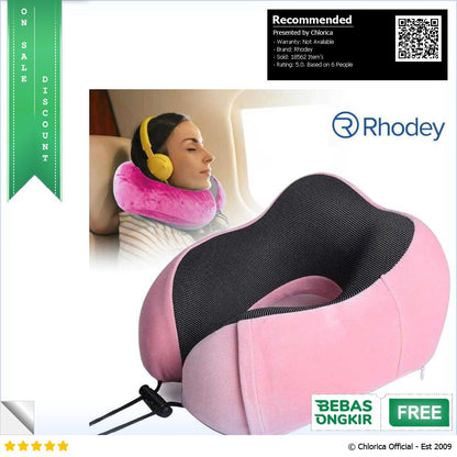 Rhodey Bantal Leher U Shape Travel Neck Pillow Memory Foam Beludru SER43