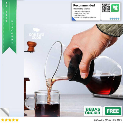 One Two Cups Coffee Server Chemex Drip Pour Over Borosilicate Glass SE111