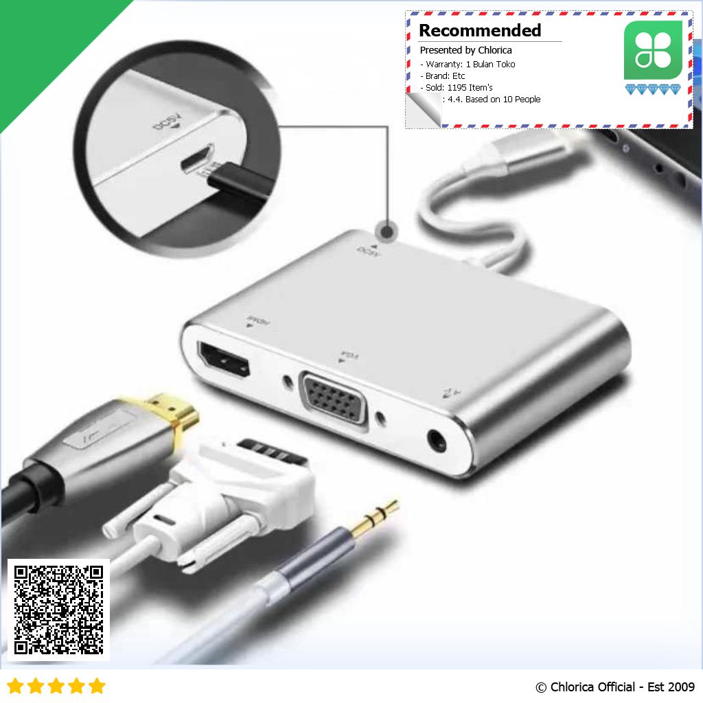 Adaptor Konverter Video Lightning to HDMI VGA with Audio Port 7585