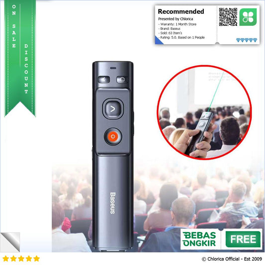 Baseus Wireless Laser Presenter Rechargeable Green Pointer WKCD010013