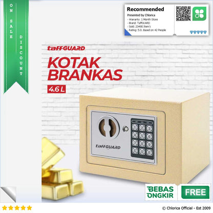 TaffGUARD Kotak Brankas Hotel Mini Password Safe Deposit Box 4.6L 17E