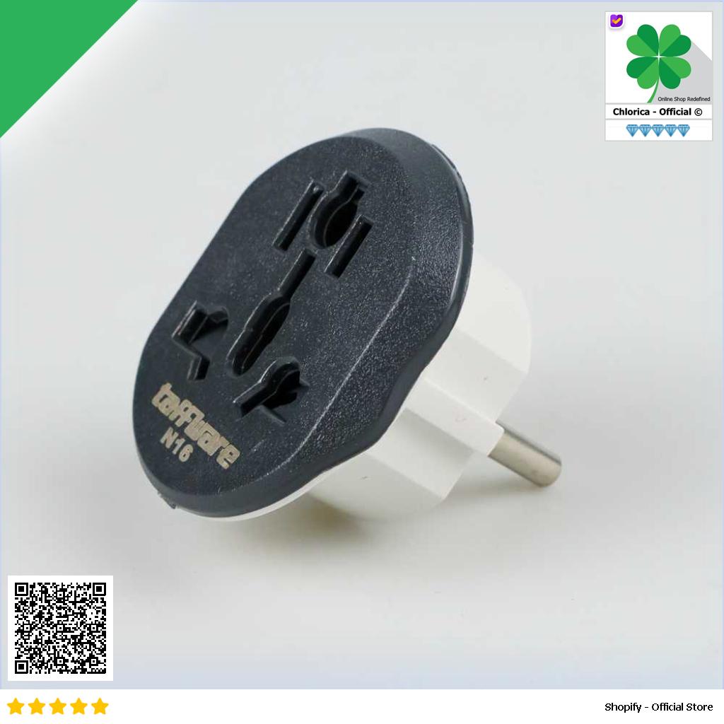 Taffware Loop Universal Travel Adaptor AU US UK to EU Plug 16A N16