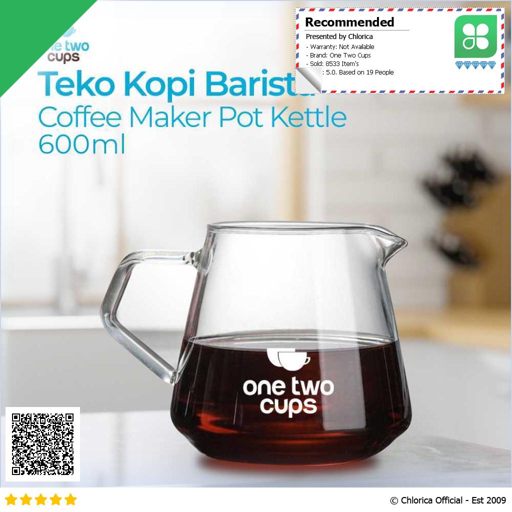 One Two Cups Teko Kopi Coffee Server V60 Drip Pour Borosilicate Glass AI101