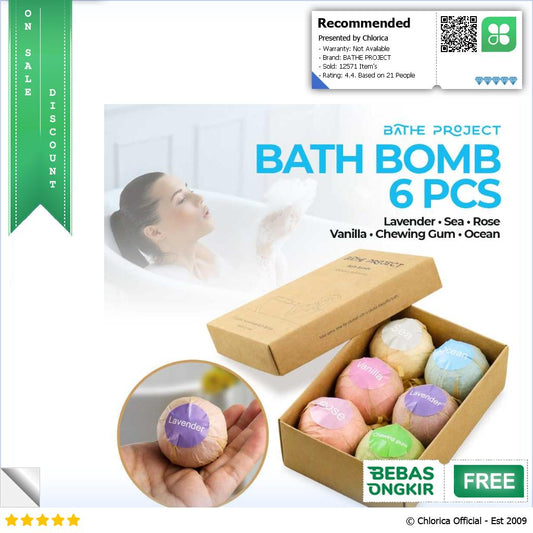 BATHE PROJECT Bath Bombs Salt Sabun Mandi Bathtube 6 PCS SKT