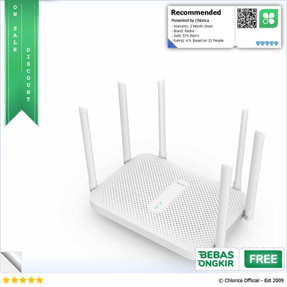 Redmi WiFi Router Gigabit AC2100 2033Mbps with 6 High Gain Antena RM2100