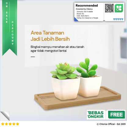 WITUSE Alas Tatakan Pot Tanaman Minimalis Persegi Panjang Bamboo Tray EQF301