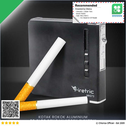 Firetric Kotak Rokok Cigarette Case 20 Slot dengan Korek Elektrik MK073