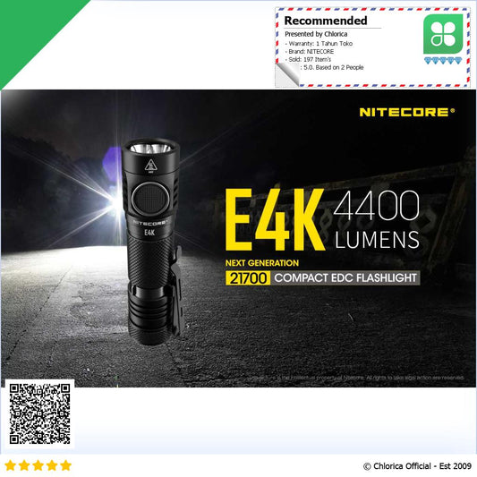 NITECORE Senter LED 4xCREE XP L2 V6 4400 Lumens E4K