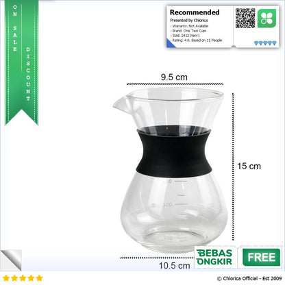 One Two Cups Coffee Server Chemex Drip Pour Over Borosilicate Glass SE111