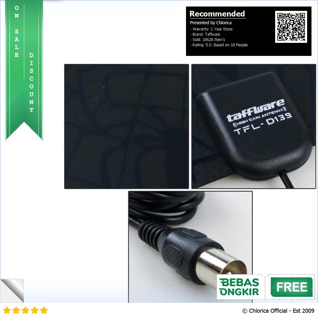 Taffware Antena TV Digital Indoor DVB T2 25dB Spider Jack Male Plug TFL D139