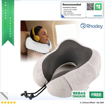 Rhodey Bantal Leher U Shape Travel Neck Pillow Memory Foam Beludru SER44