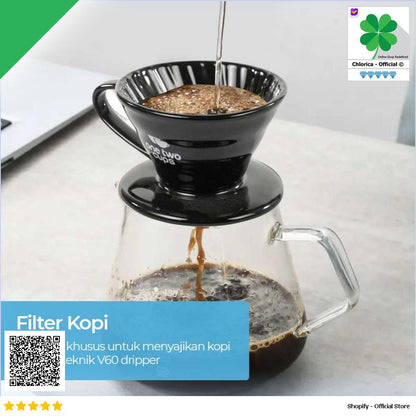 One Two Cups Filter Penyaring Kopi V60 Glass Coffee Filter Dripper ZM639