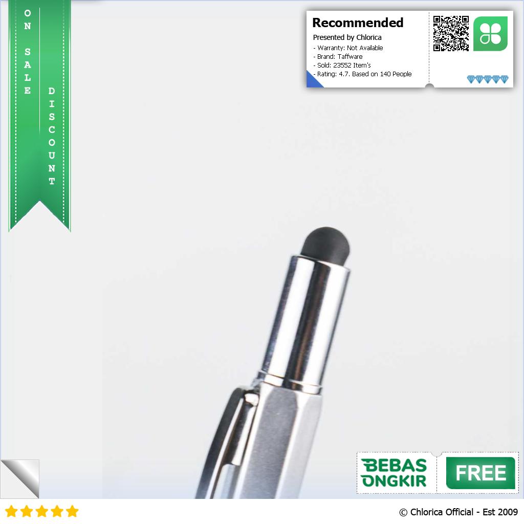 Taffware Pena Multifungsi Plastik Stylus Penggaris Waterpass Obeng 9625