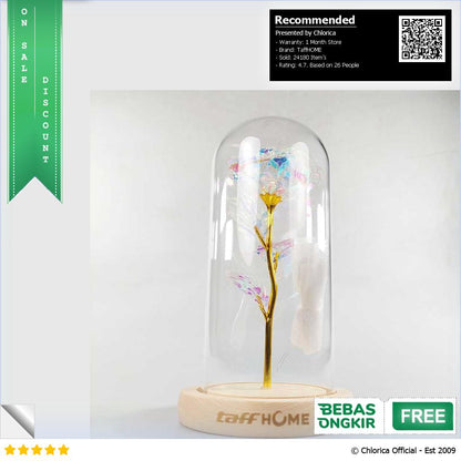 TaffHOME Lampu Meja Hias LED Mawar Beauty and The Beast Warm White AC01