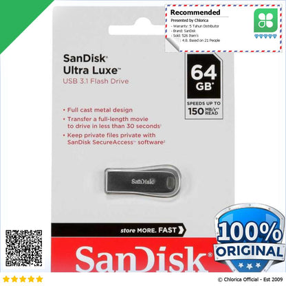 SanDisk Ultra Luxe Flashdisk USB 3.1 Gen 1 SDCZ74