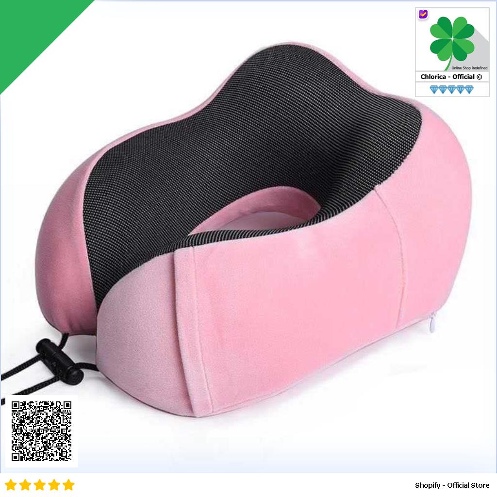 Rhodey Bantal Leher U Shape Travel Neck Pillow Memory Foam Beludru SER43